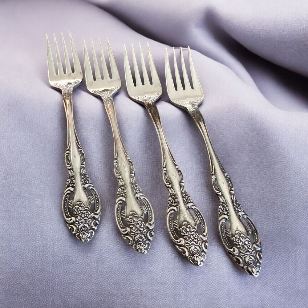 Vintage 1970s Towle Stainless TWS211 Pierced 4 Salad Forks SCC Japan Supreme (C)